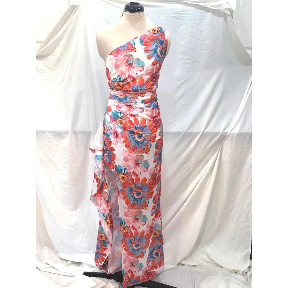 Hello Molly That's So Fetch White, Blue, Coral Elianna Floral Maxi Dress Size 4 - Picture 3 of 10